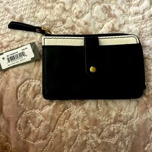 NWTS! Fossil Keely Card Case Black and White Leather